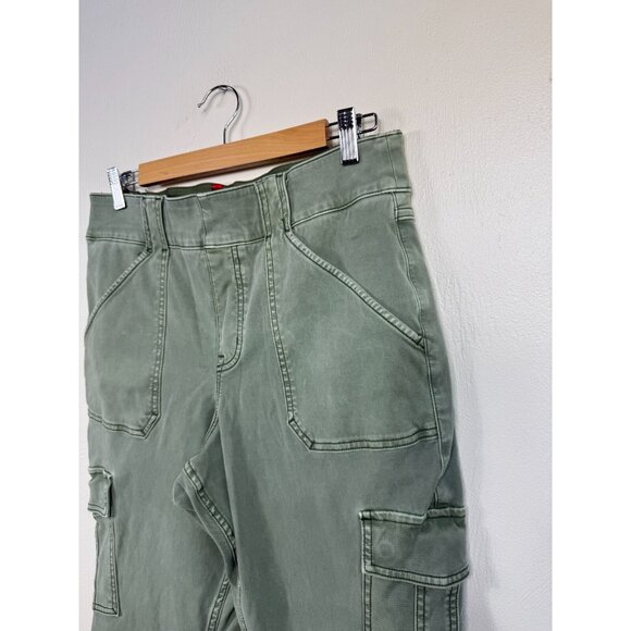 Spanx‎ Womens Green Twill Stretch Cargo Ankle Pants Size 1XP Army Spring Pockets - Picture 3 of 15